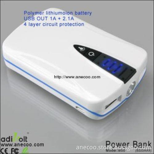 8000mAh universal portable power bank with dual USB output